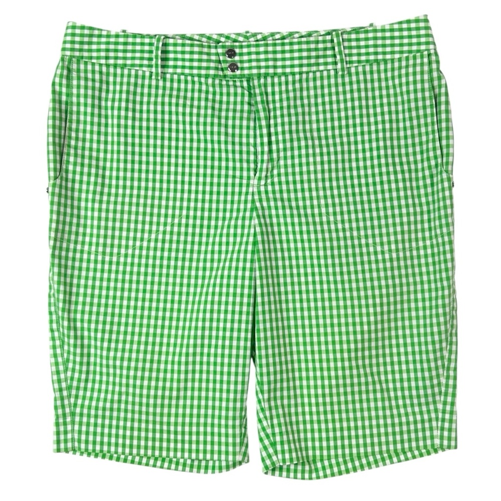 RLX Ralph Lauren Gingham Check Bermuda Shorts Green & White size 6